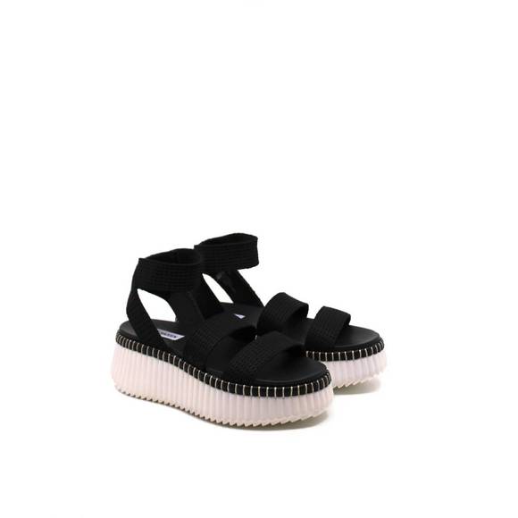 NEW STEVE MADDEN women's shelle wedge sandals in black - Picture 1 of 7